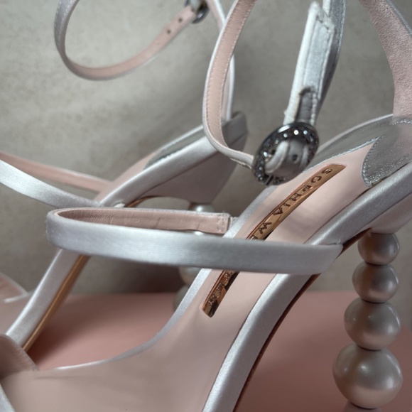 Sophia Webster Rosalind Pearl Satin Sculptured Heel Sandals - Picture 4 of 7